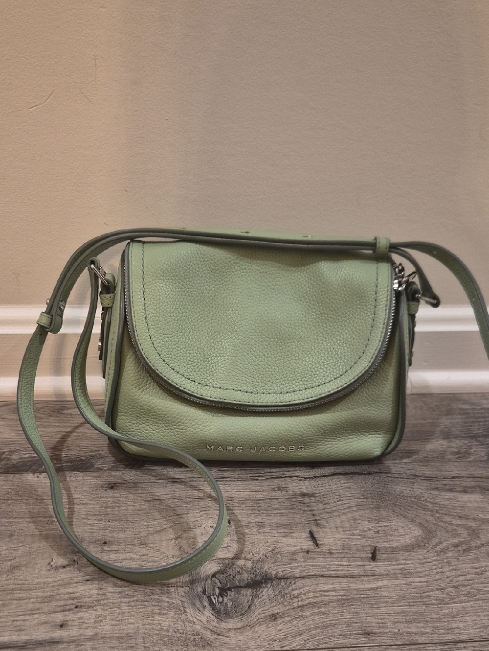 Marc Jacobs Light Green Pebbled Leather Crossbody